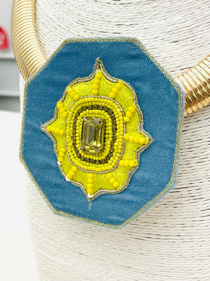 Gilded Medallion Necklace | Blue
