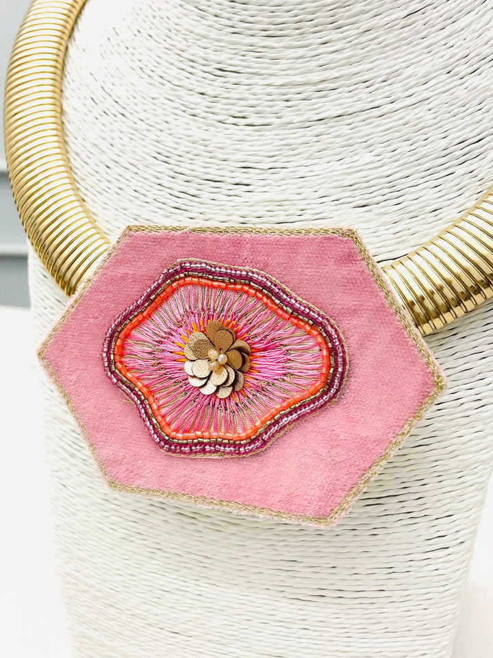 Gilded Medallion Necklace | Pink