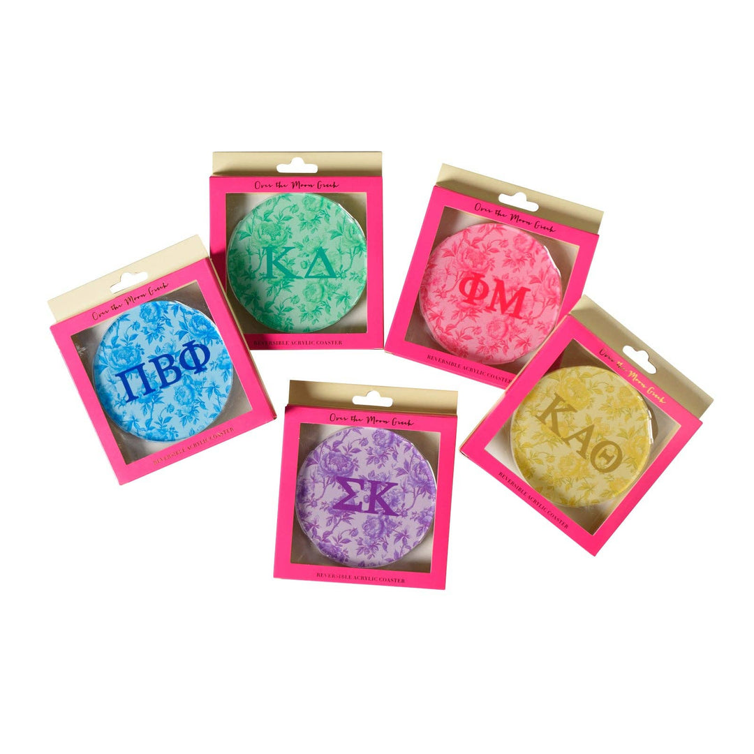 Sorority Reversible Sided Acrylic Floral Coaster: Zeta Tau Alpha