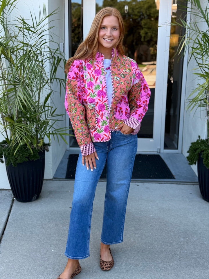 Patchwork Quilted Jacket | Pink