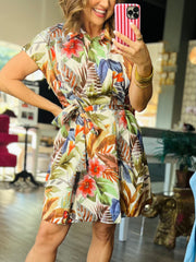 Leaf Mosaic Fit & Flare Dress