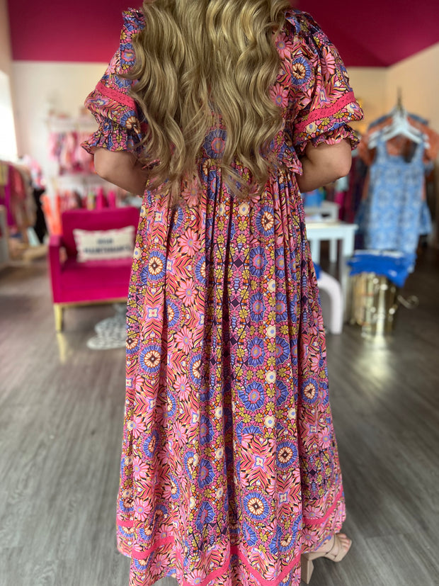 Kaleidoscope Eyelet Maxi Dress