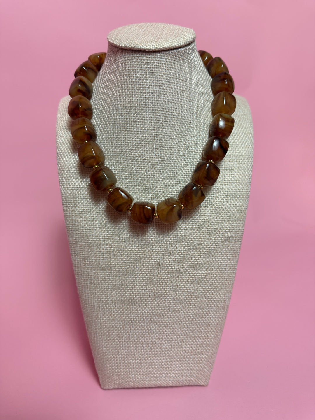 Marble Cube Necklace | Brown