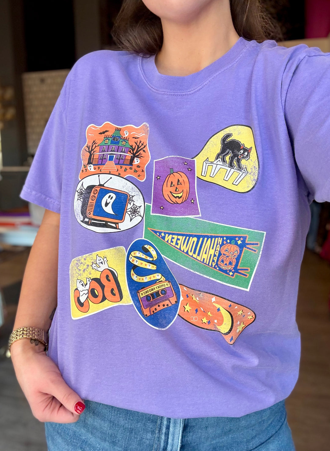 90s Halloween Vintage Sticker Graphic Tee