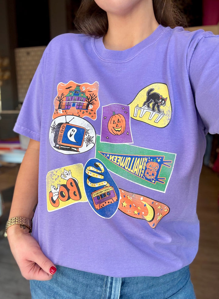 90s Halloween Vintage Sticker Graphic Tee