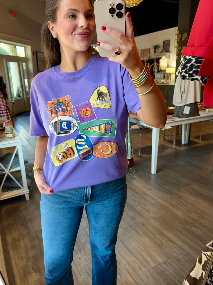 90s Halloween Vintage Sticker Graphic Tee