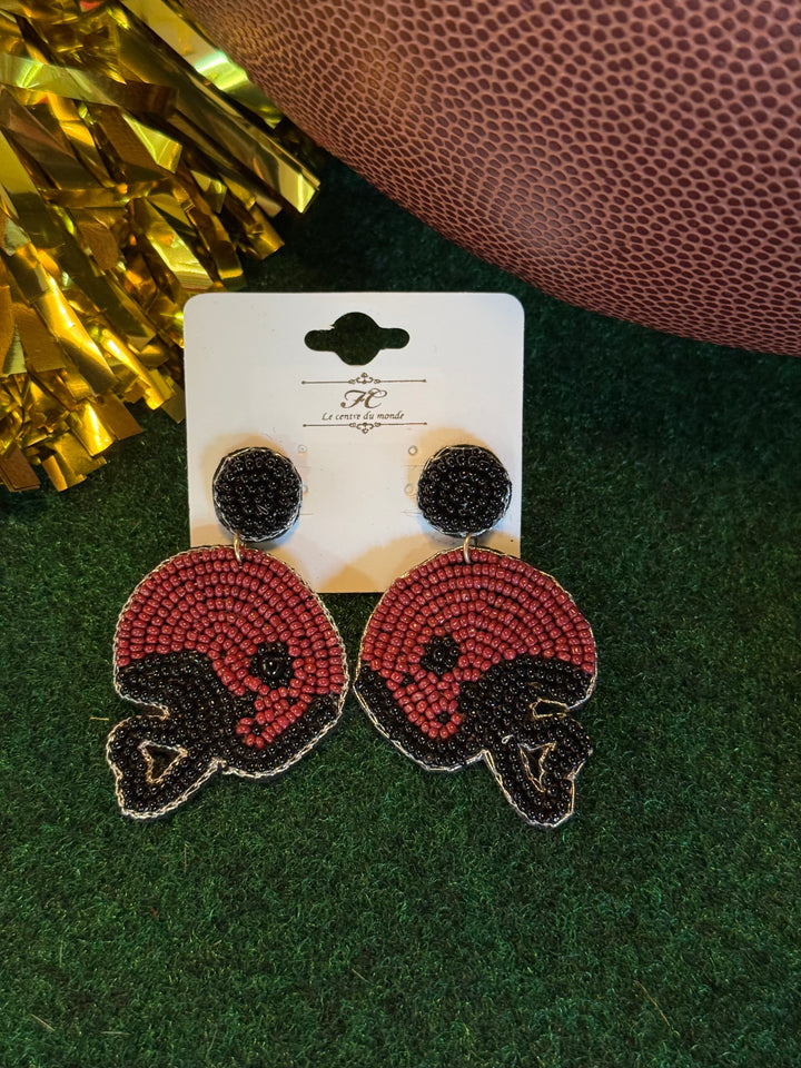 Stadium Style Earrings | Garnet + Black