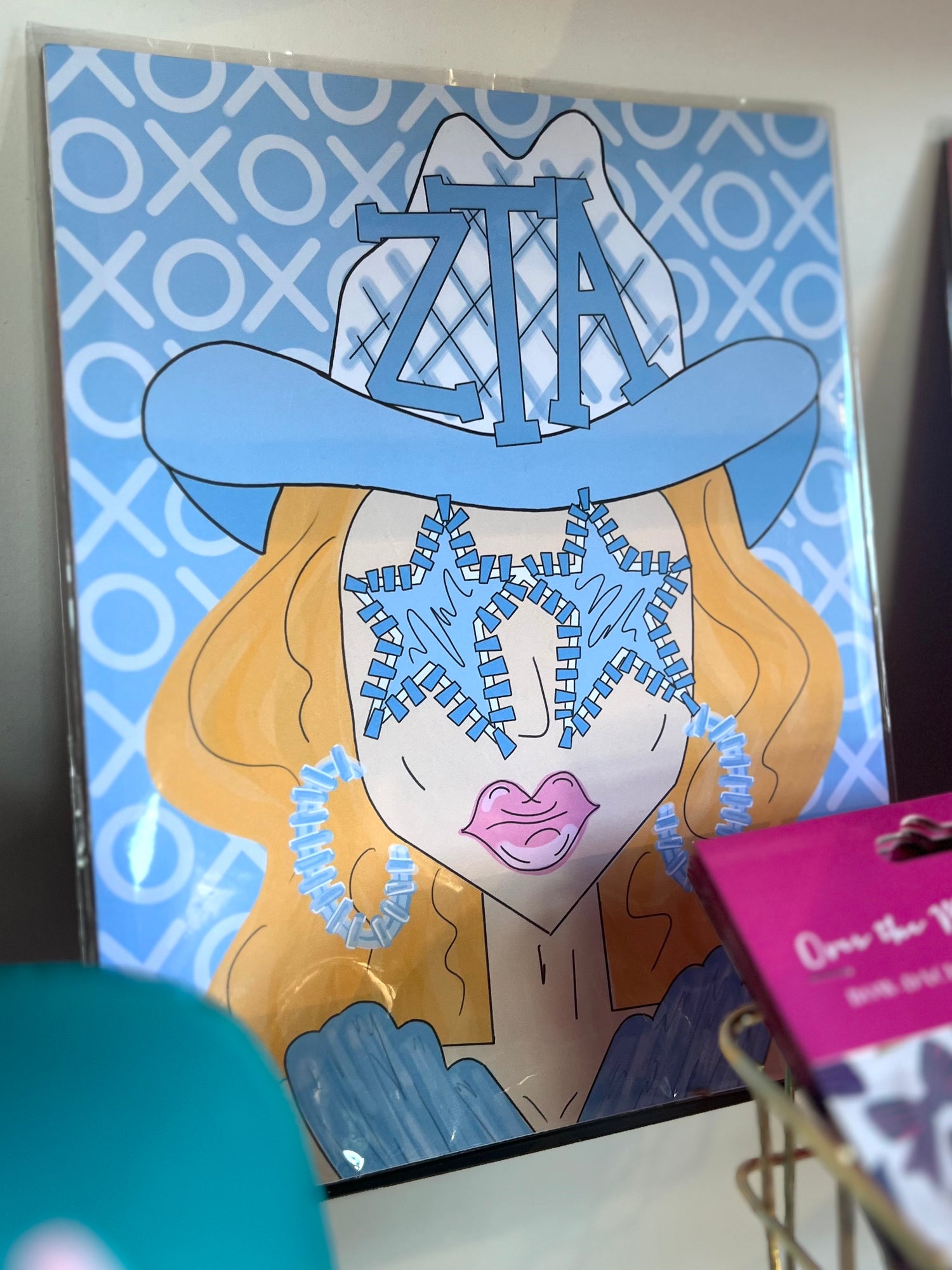ZETA TAU ALPHA Teal Funky Cowgirl 8x10 Print