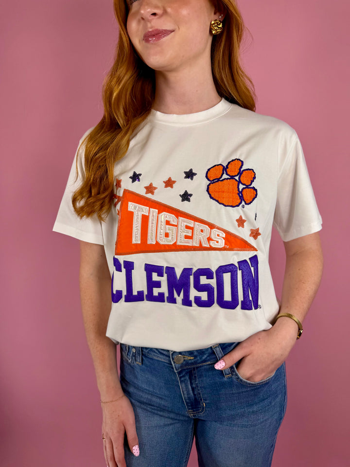 Clemson Pennant Sparkle Tee