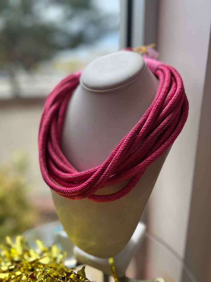 8 Strand Necklace | Pink