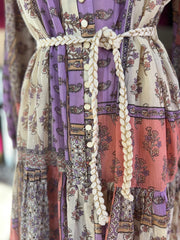 Boho Floral Braid Tie Dress