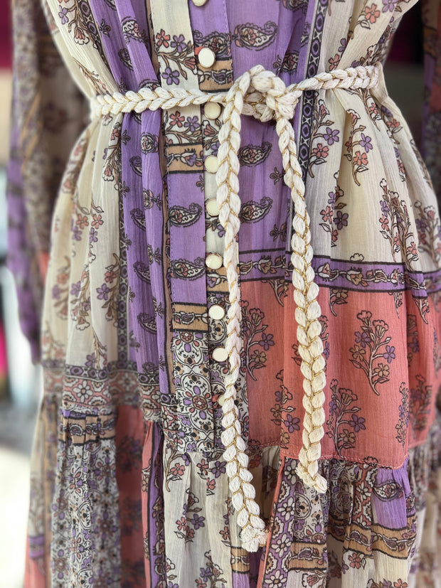 Boho Floral Braid Tie Dress