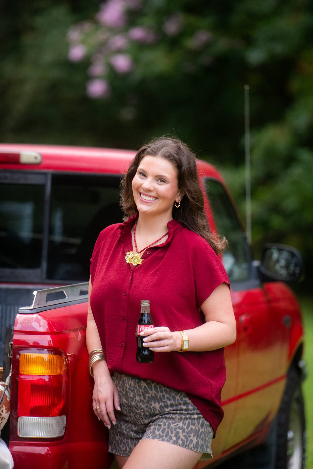 Catherine Button Down Blouse | Garnet