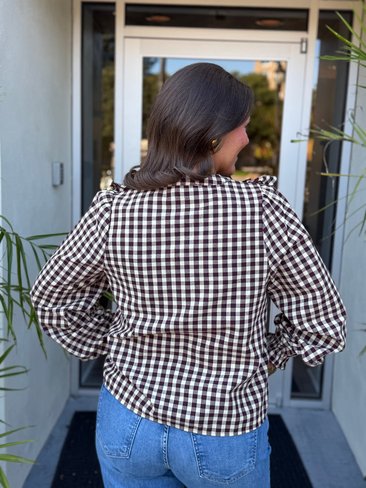 Charlie Gingham Ruffle Top