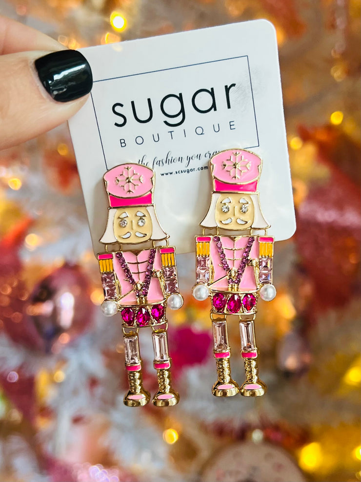 Ultimate Pink Bling Nutcracker Earring
