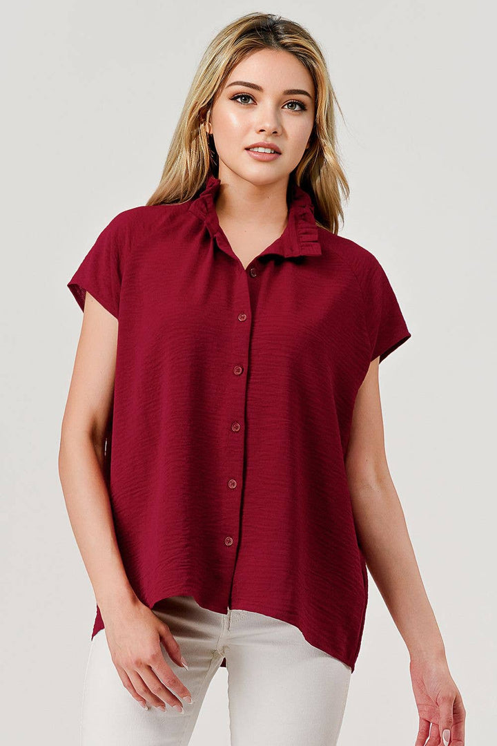 Catherine Button Down Blouse | Garnet