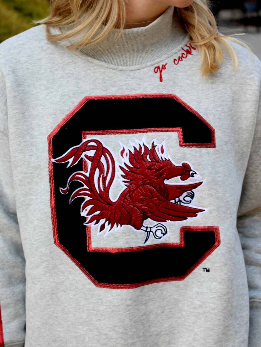 Mock Neck Sequin Stripe Sweatshirt | UofSC