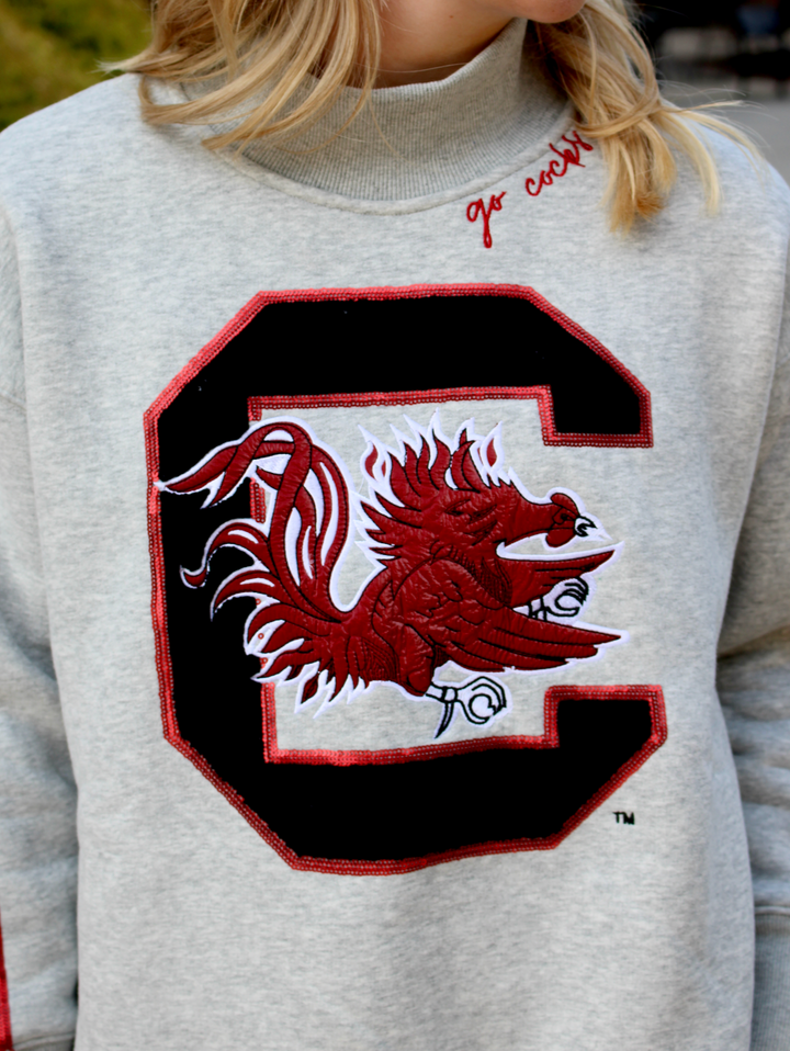 Mock Neck Sequin Stripe Sweatshirt | UofSC