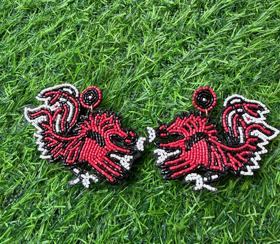 Beaded Gamecock Earrings