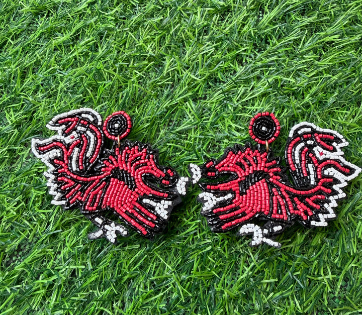 Beaded Gamecock Earrings