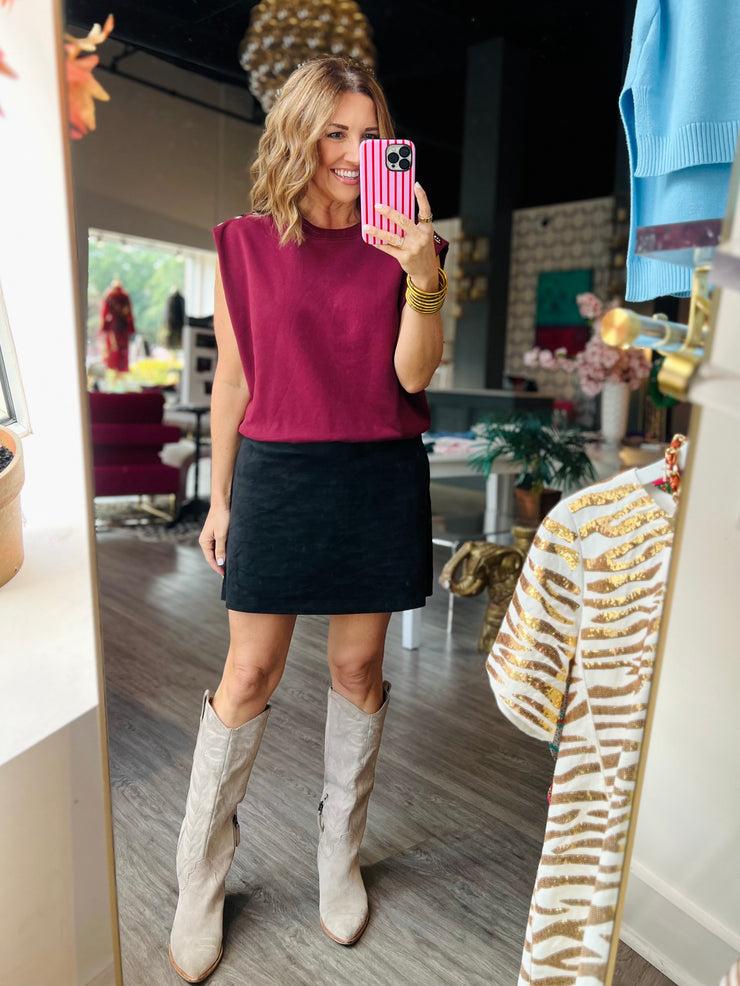 Button Shoulder Top | Garnet