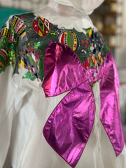 Multi Metallic Wreath Cotton Button Up