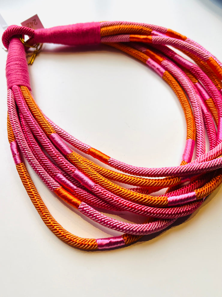8 Strand Necklace | Pink Multi