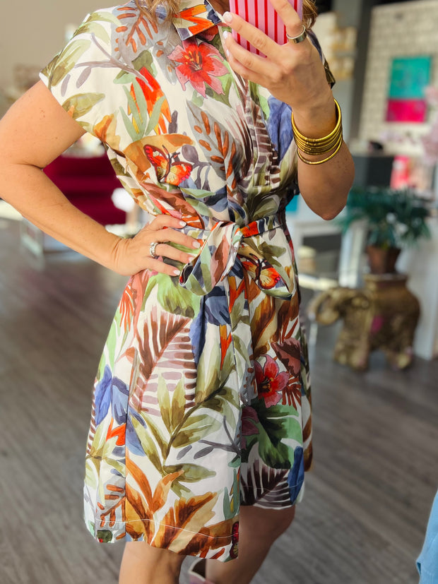 Leaf Mosaic Fit & Flare Dress