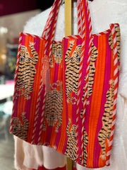 Quilted Tiger Tote | Hot Pink/Orange