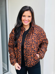 Leapin' Leopard Puffer Jacket - SMALL