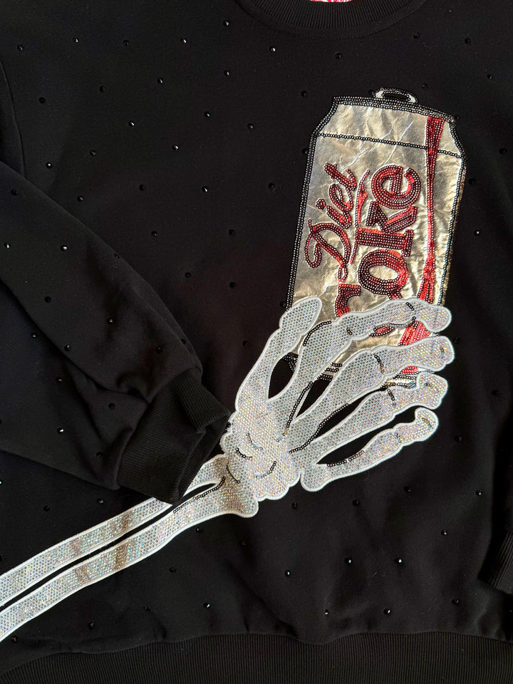 Licensed Skeleton Hand Diet Coke Sweatshirt | Black