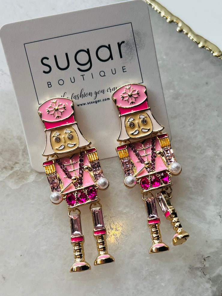 Ultimate Pink Bling Nutcracker Earring