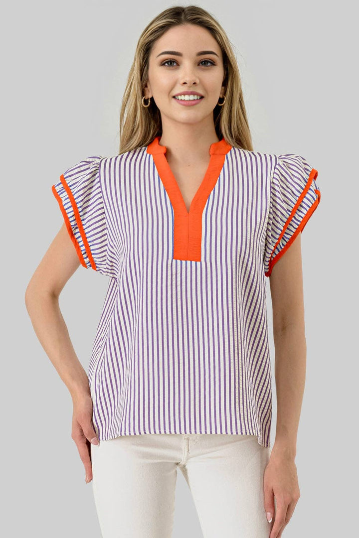 Campus Stripe Top | Orange &amp; Purple
