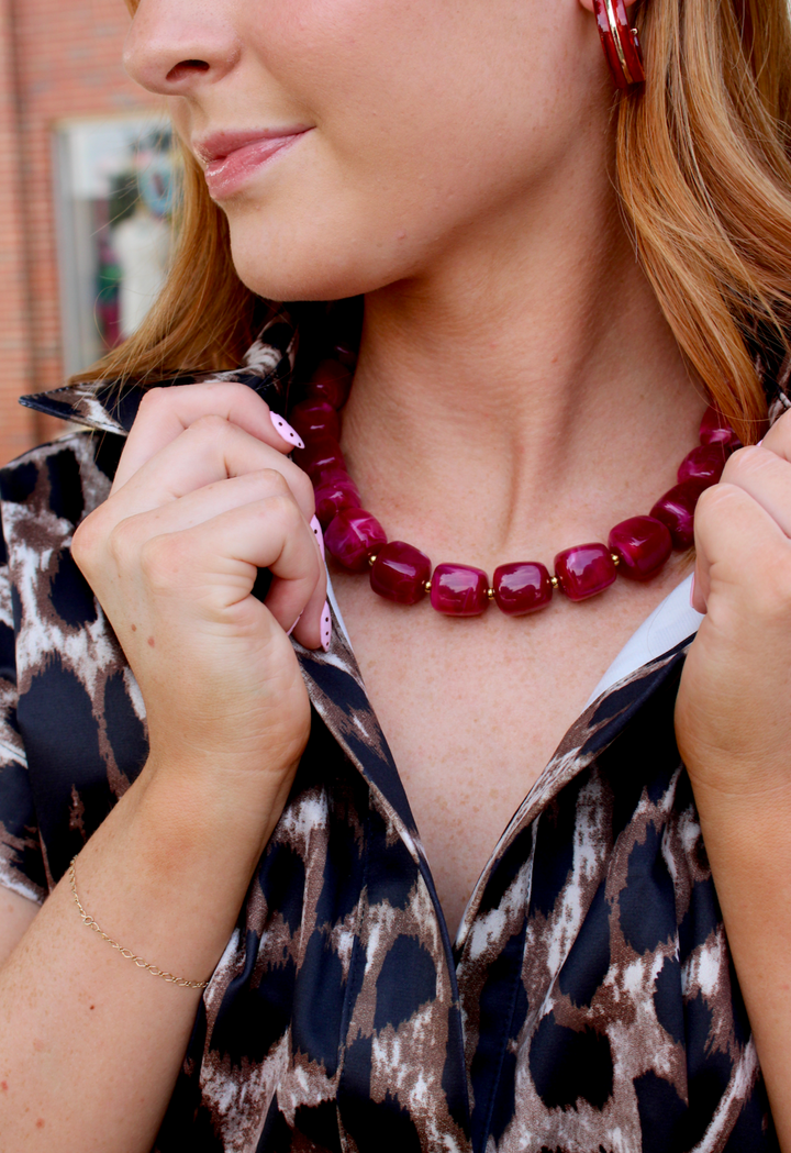 Marble Cube Necklace | Garnet