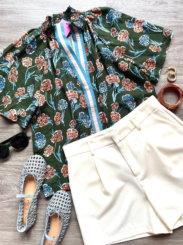 Floral Fields Trim Blouse