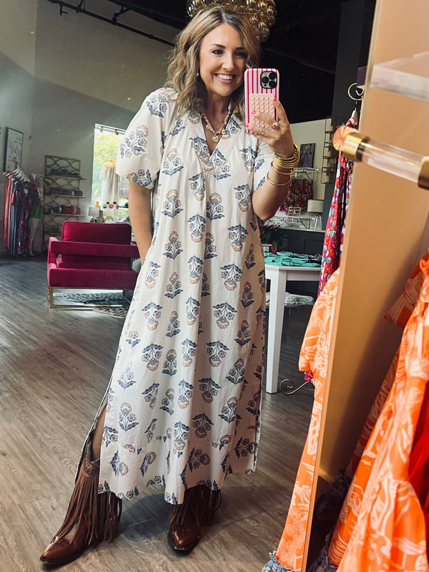 Vintage Block Print Maxi