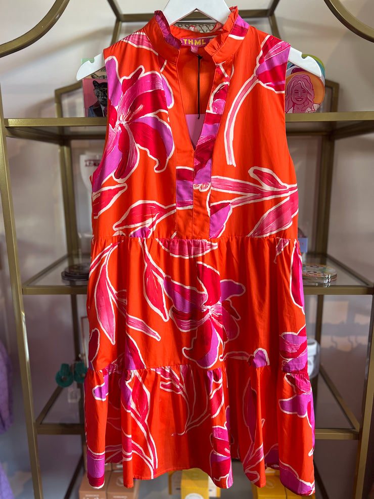 Tangerine Tango Floral Dress