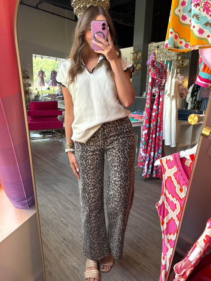 High Rise Vintage Straight Denim | Leopard