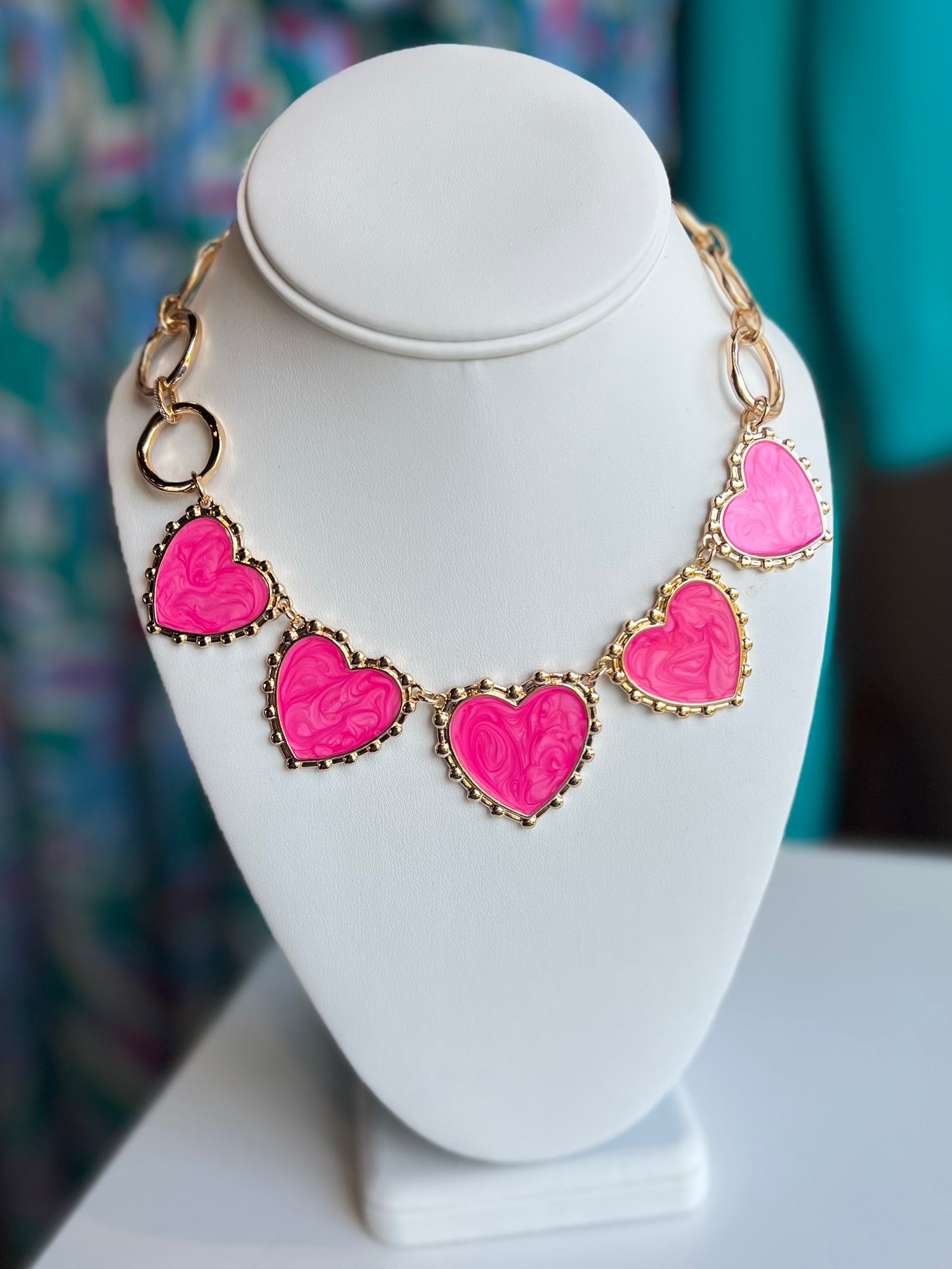 All The Hearts Necklace | Pink