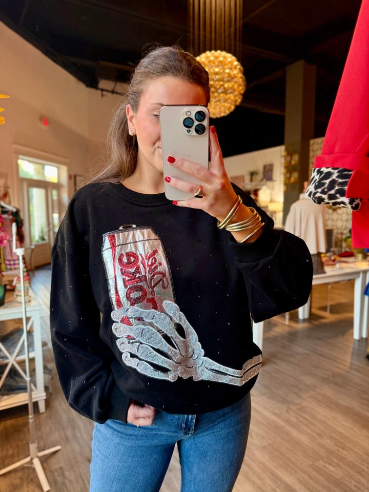 Licensed Skeleton Hand Diet Coke Sweatshirt | Black