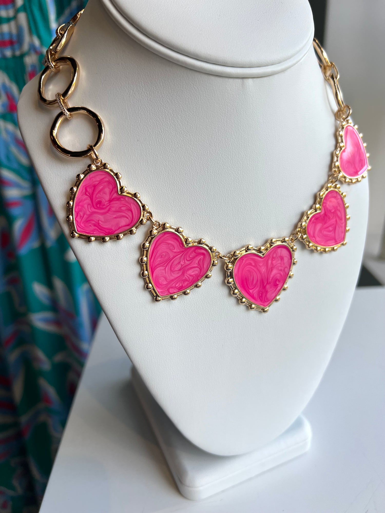 All The Hearts Necklace | Pink