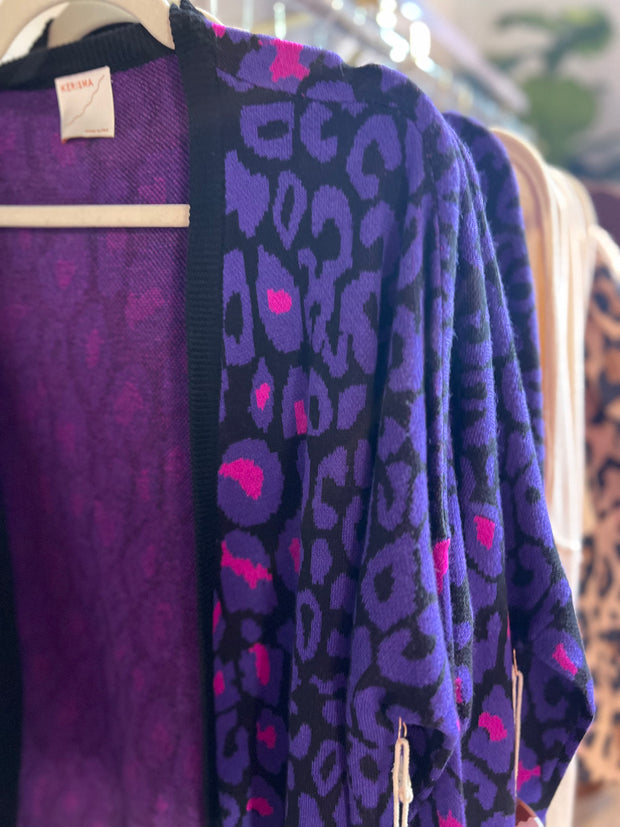 Wagner Leopard Cardigan | PURPLE MULTI