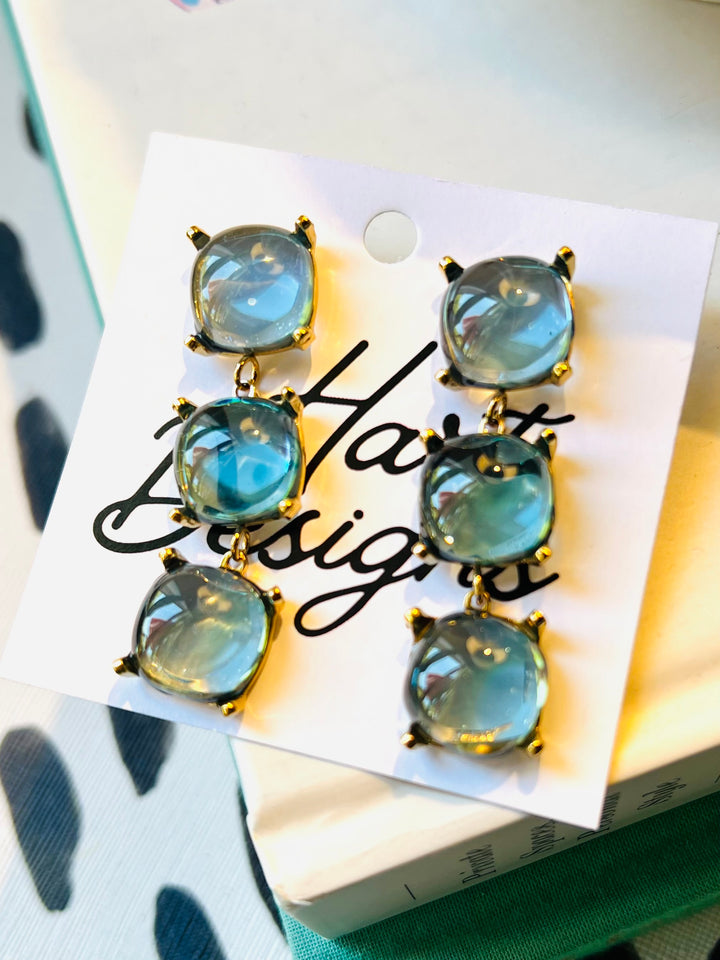 Seaglass Square Dangle Earrings | Blue