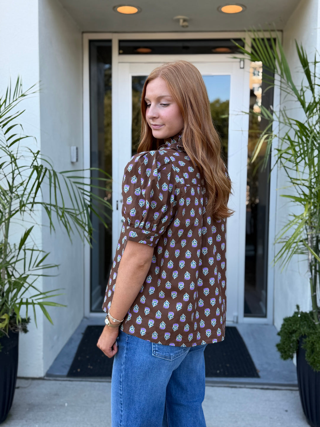 Paisley Tie Neck Blouse