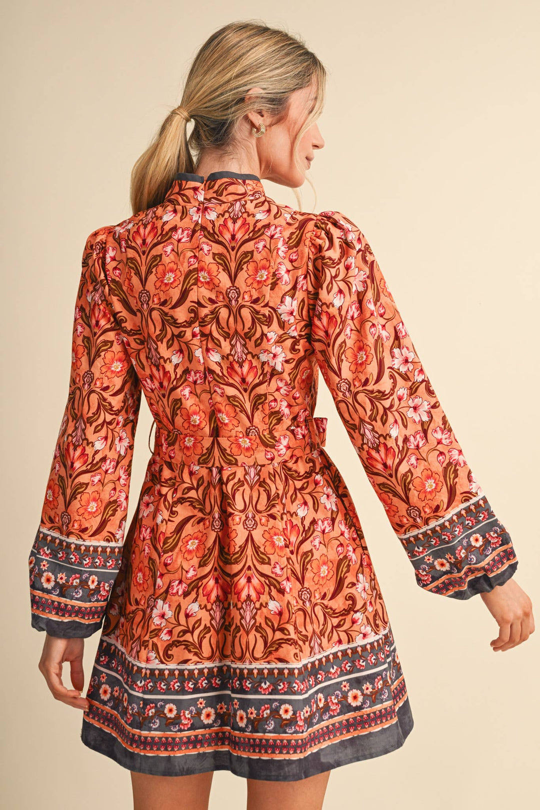 Mandarin Collar Mini Dress