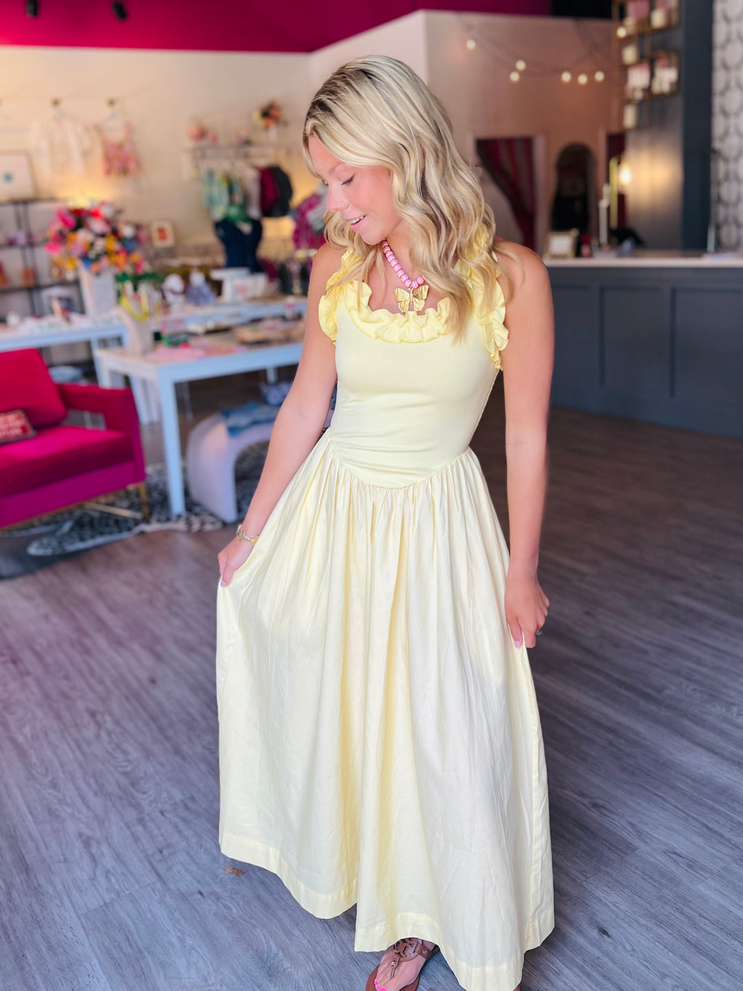 yellow drop waist maxi dress MANGO - Asymmetrical-cut Knit Dress Vanilla