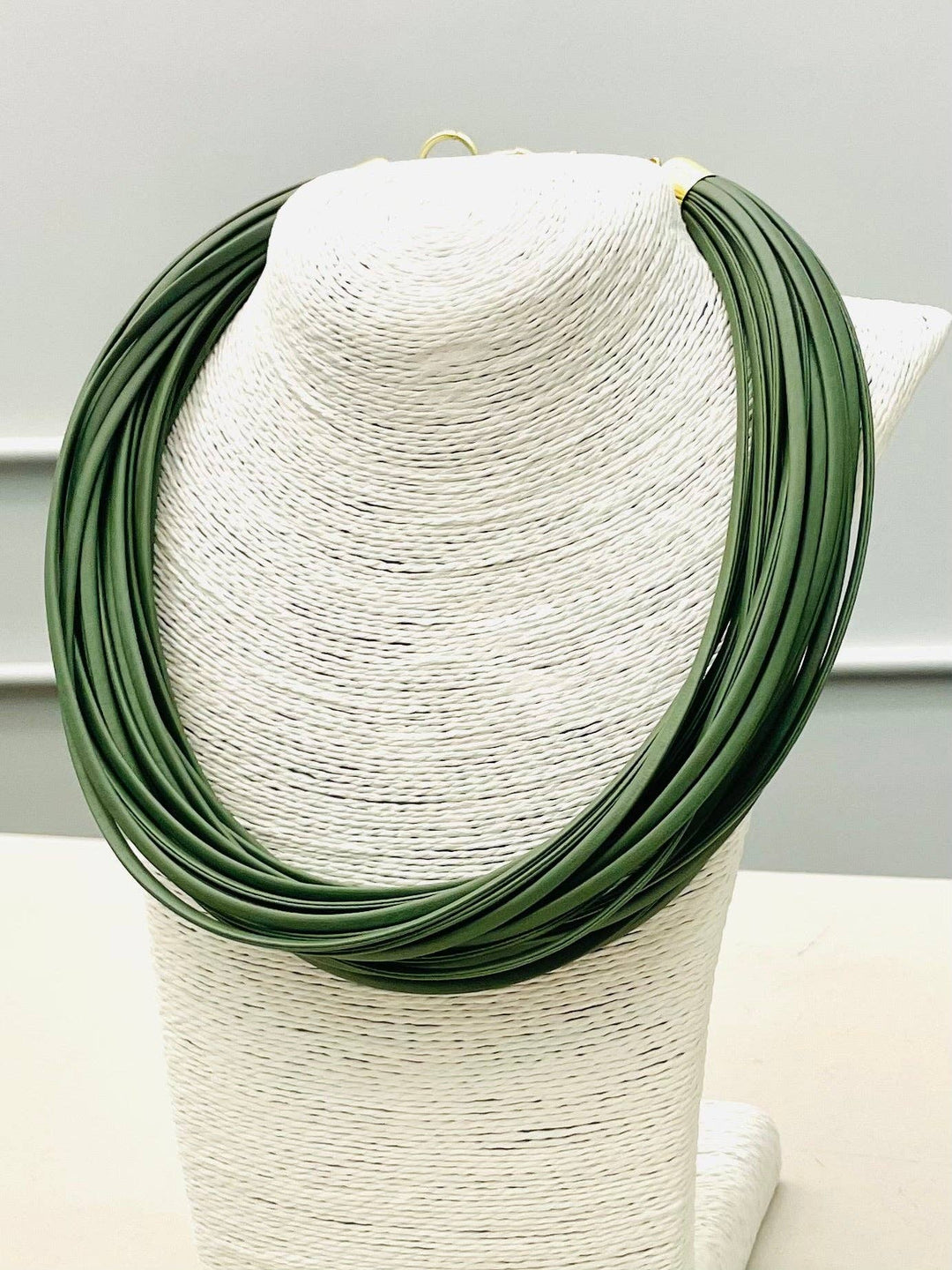 Leatherette Strand Necklace | Sage Green