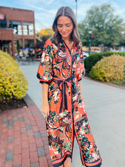 Autumn Scroll Maxi Dress