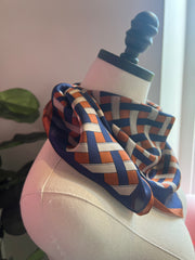 Geo Scarf | Cognac / Navy
