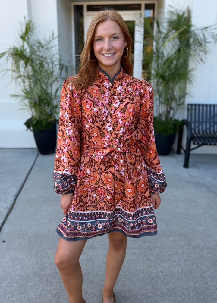 Mandarin Collar Mini Dress